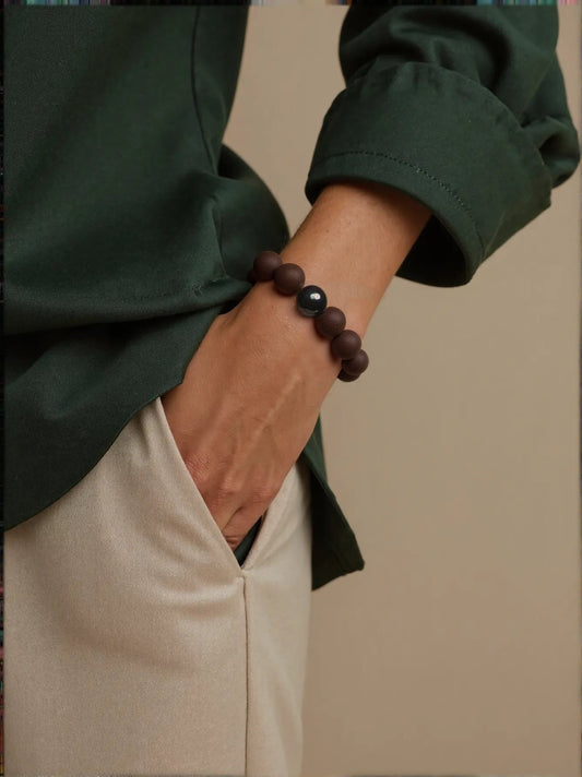 Ebony Agarwood Incense Beads Bracelet· 14 Seeds